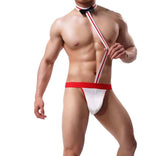Sexy Men's Mankini Thong with Adjustable Straps - Black/White